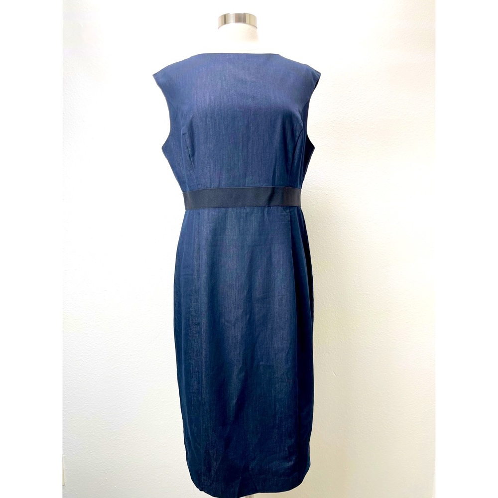 NY&C Sleeveless Dark Stretch Denim Sheath Dress